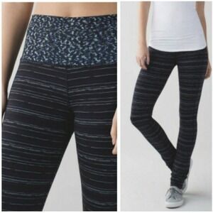 Lululemon Lulu‎ Sz 4 Skinny Groove Pants Leggings Roll down Striped Navy Black